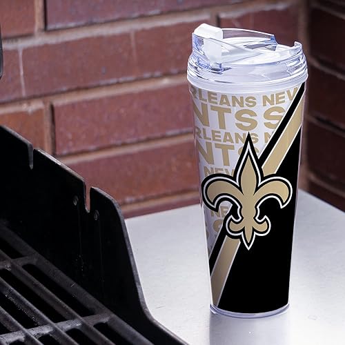 Miniatura 69 de Rico Industries NFL Football - Vaso de acrílico de 24 onzas con tapa con bisagras, vaso de doble pared con licencia oficial para fanáticos de la NFL