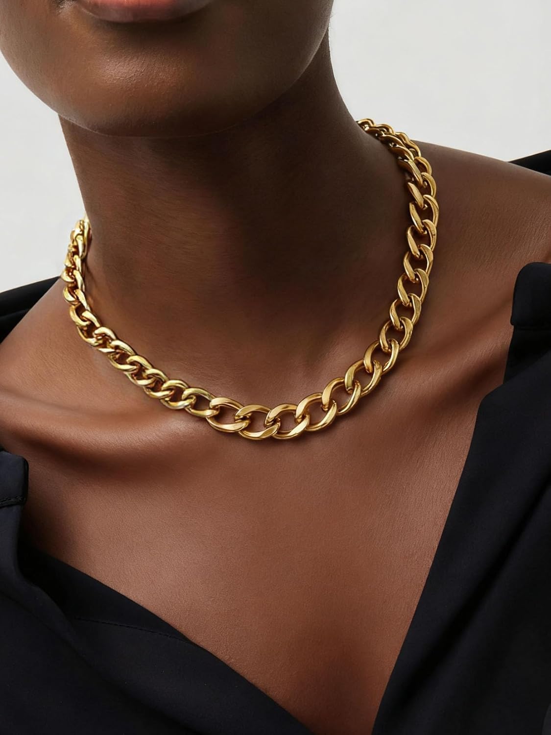 ChainsPro Cuban Link Chain for Women,Stainless Steel Chunky Necklace Silver/Gold Plated Thick Chain Choker, 12/16/20 mm Width,18" and 20" Punk Hip Hop Trendy Non Tarnish Jewelry Gifts - Image 3