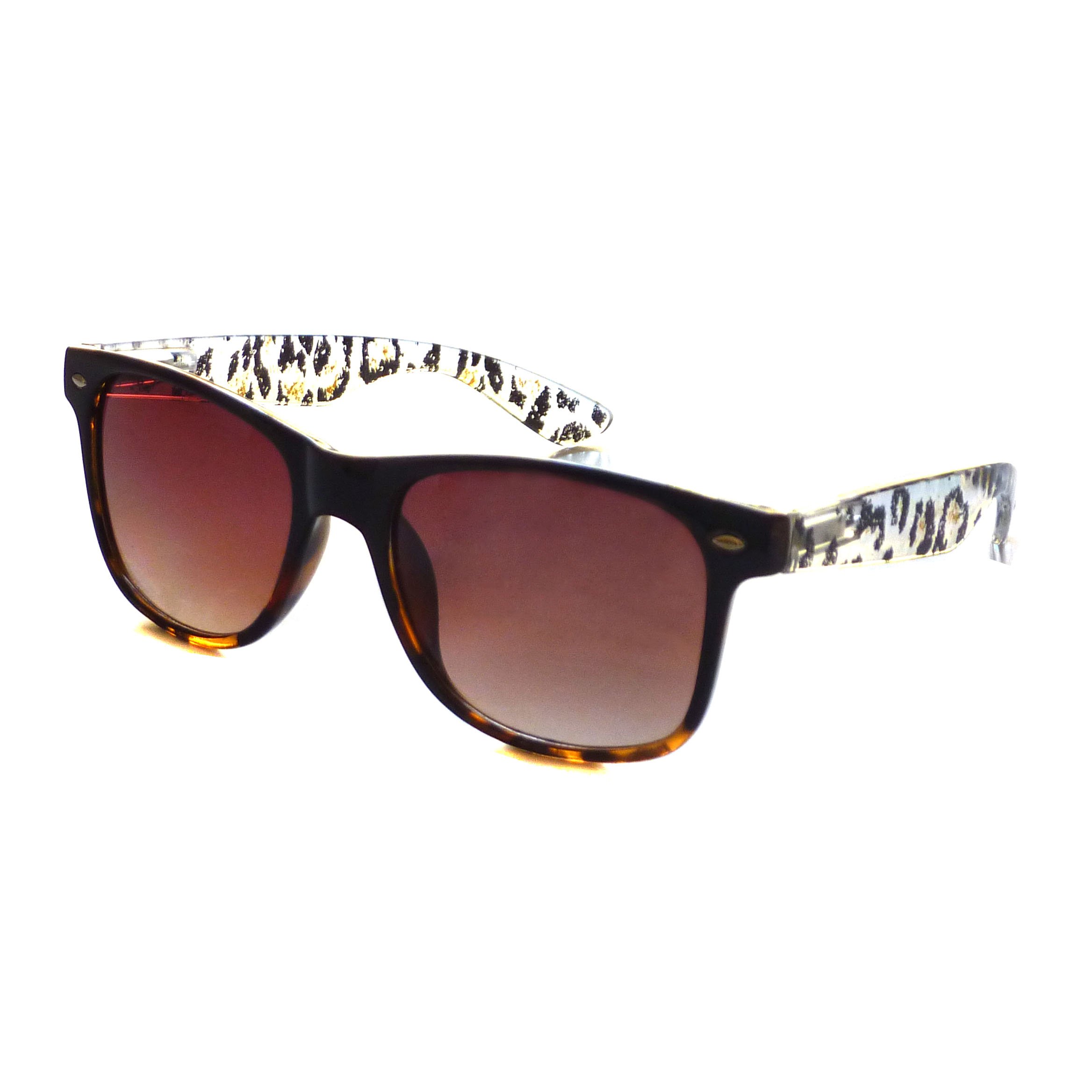 KIDS Children Trendy Black Frame Animal Style Sunglasses CLEAR/BROWN
