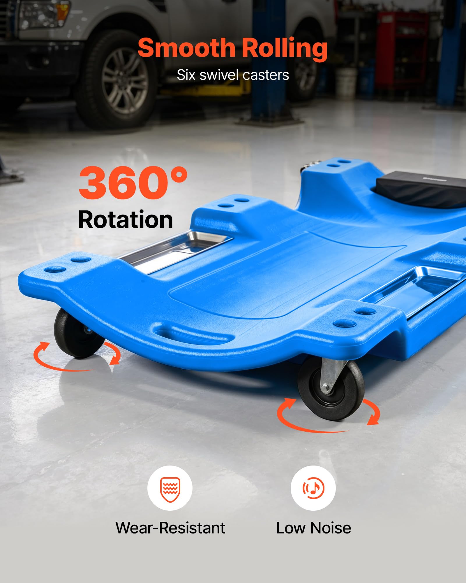 VEVOR Carrello Sottoscocca da Meccanico Ruote Carico 158,8 kg in Plastica