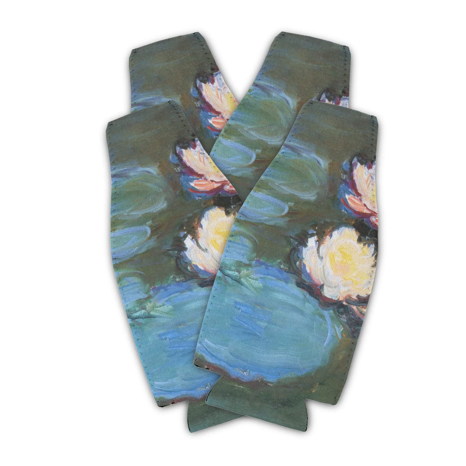 Water Lilies #2 Zipper Bottle Cooler - Set of 4