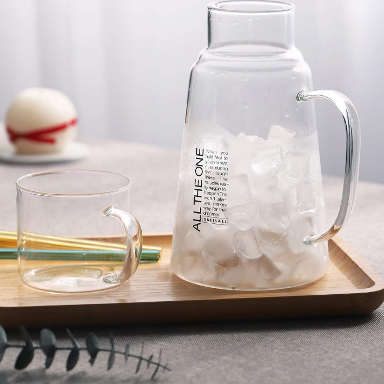 Jarra Agua Fria La Jarra de Vidrio con la Tapa de la Tetera de Vidrio de Alta Capacidad Resistente a la Alta Temperatura es una Tapa de Agua y una Tapa 1300ml Jarra Agua Detox Frutas
