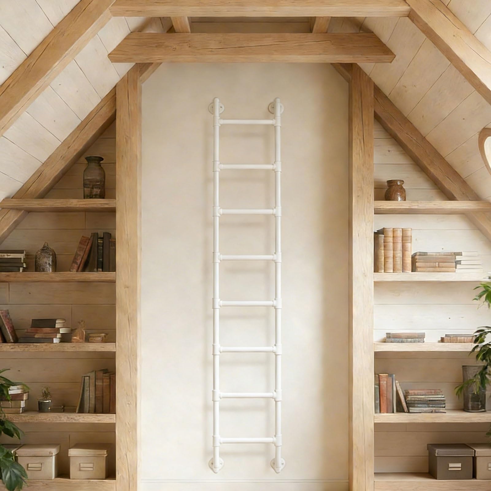 Échelle de sécurité pour chambre et petits espaces au design mural blanc épuré