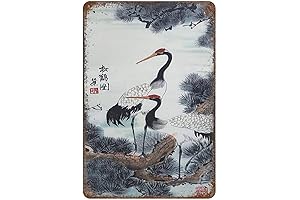 Asian Wall Decor White Crane Red Crowned Crane,Oriental Decor Chinese Art Wall...