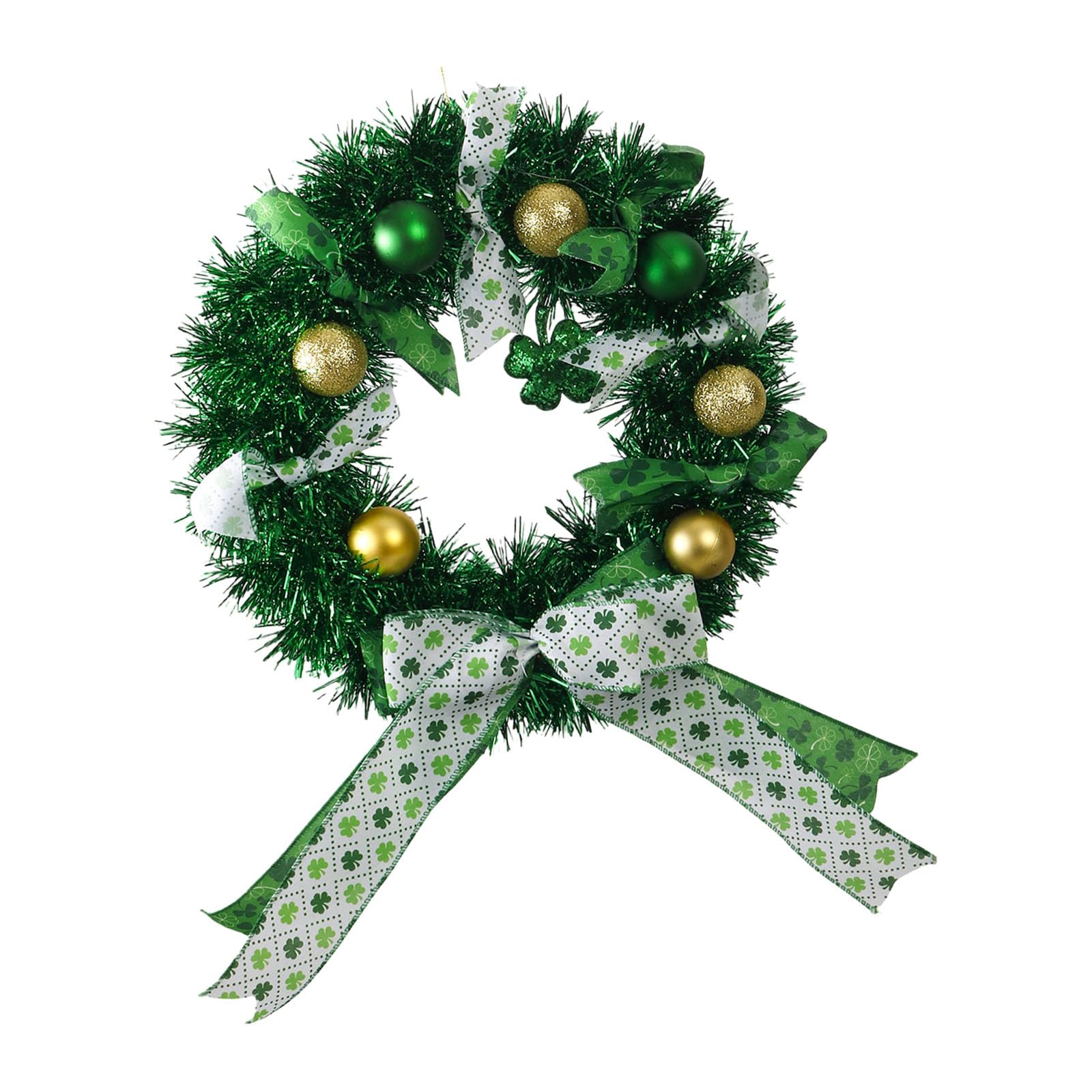 LUCKGONI Metallic Tinsel Wreath Patrick's Day Door Decoration for Front Door Window Wall Irish Festival Decoration