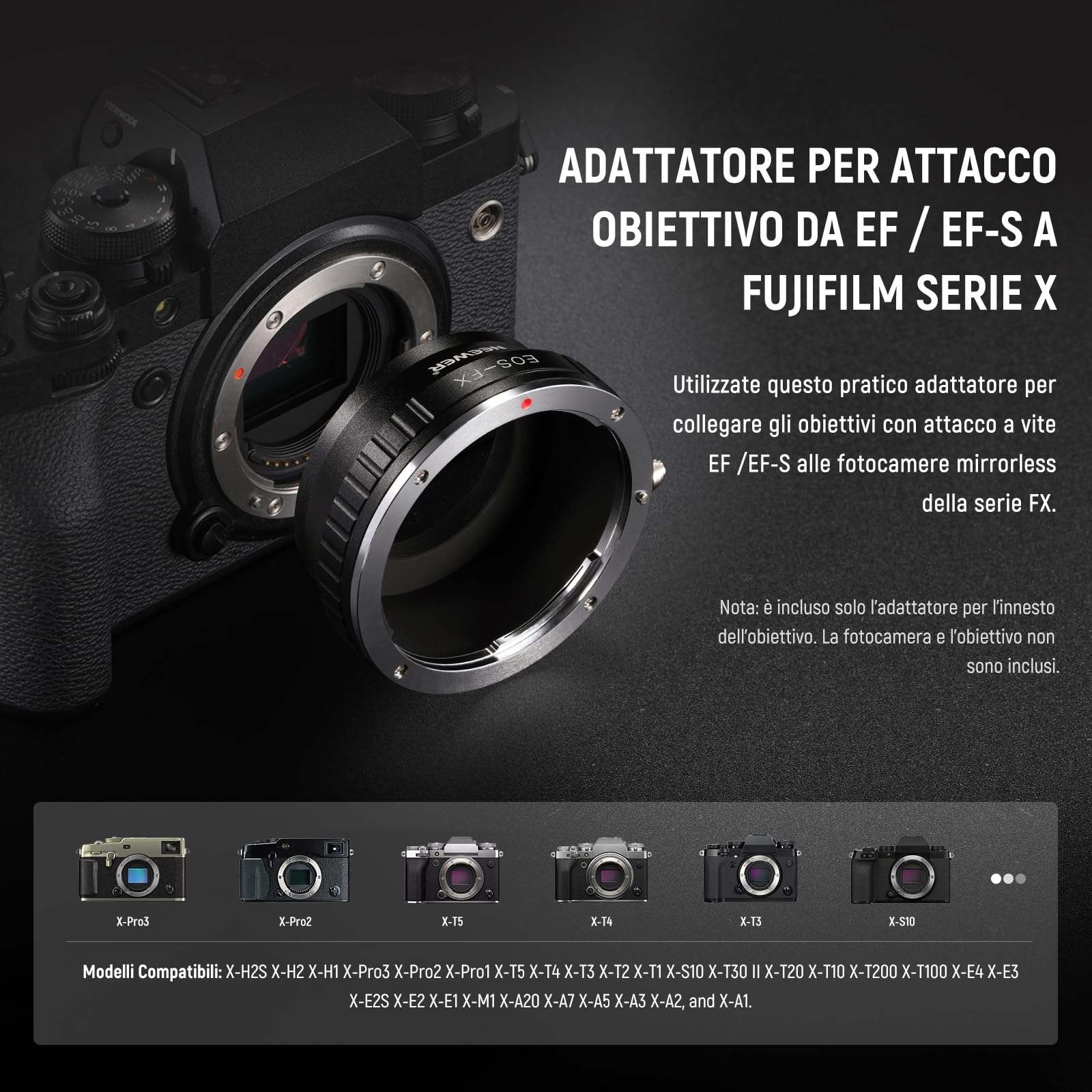 K&F CONCEPT Anello Adattatore per Obiettivo M42 M4 / 3 per