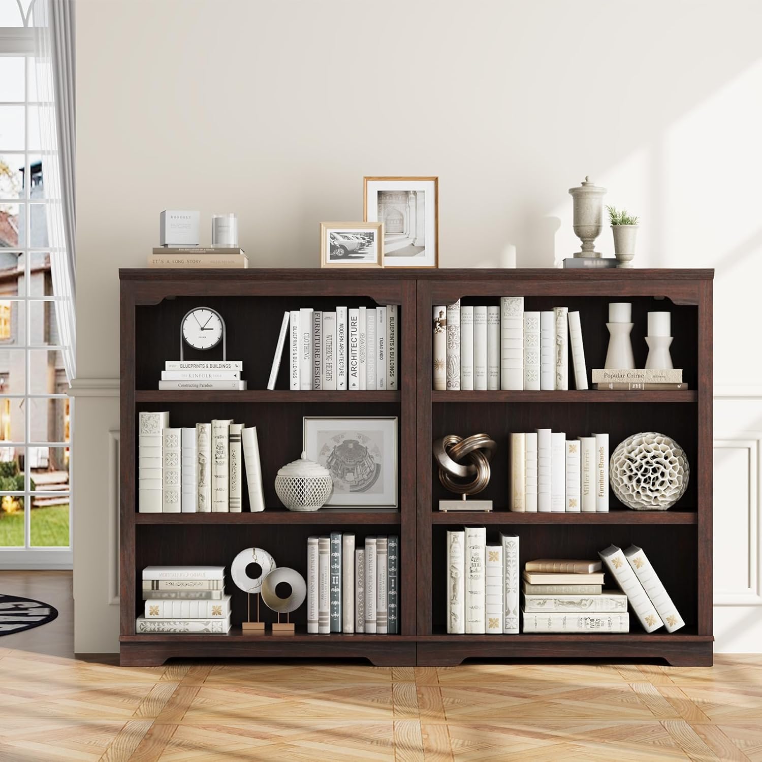 HIFYOBRO 3 Tier Bookshelf and Bookcase, 31.5" Wide Wooden Book Shelf, Freestanding Qpen Display Storage Bookshelves for Study Room, Home Office, Living Room(Chery) - Image 7