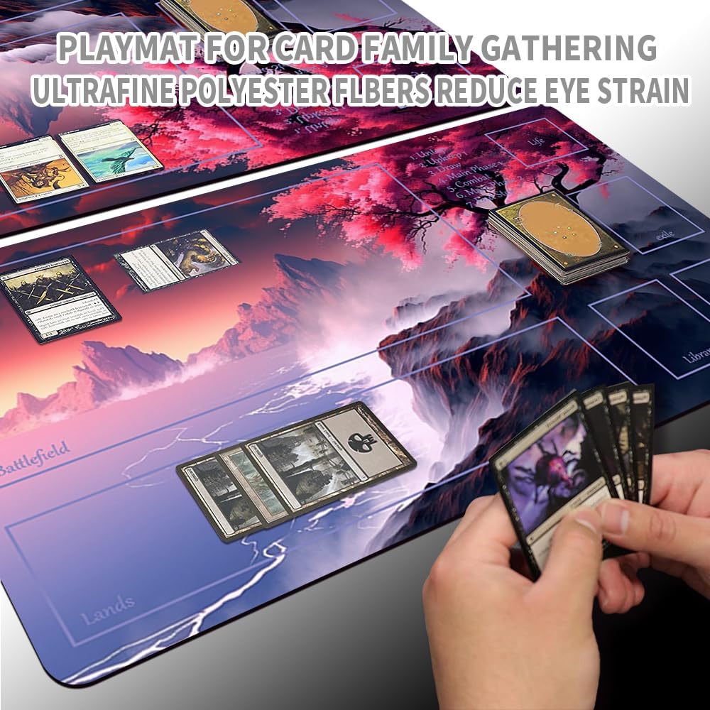 Pink Tree MTG Board Game Pad + Free Waterproof Bag, TCG Solitaire Table Game Pad Size 60 x 35 cm Mouse Mat Compatible with MTG TCG