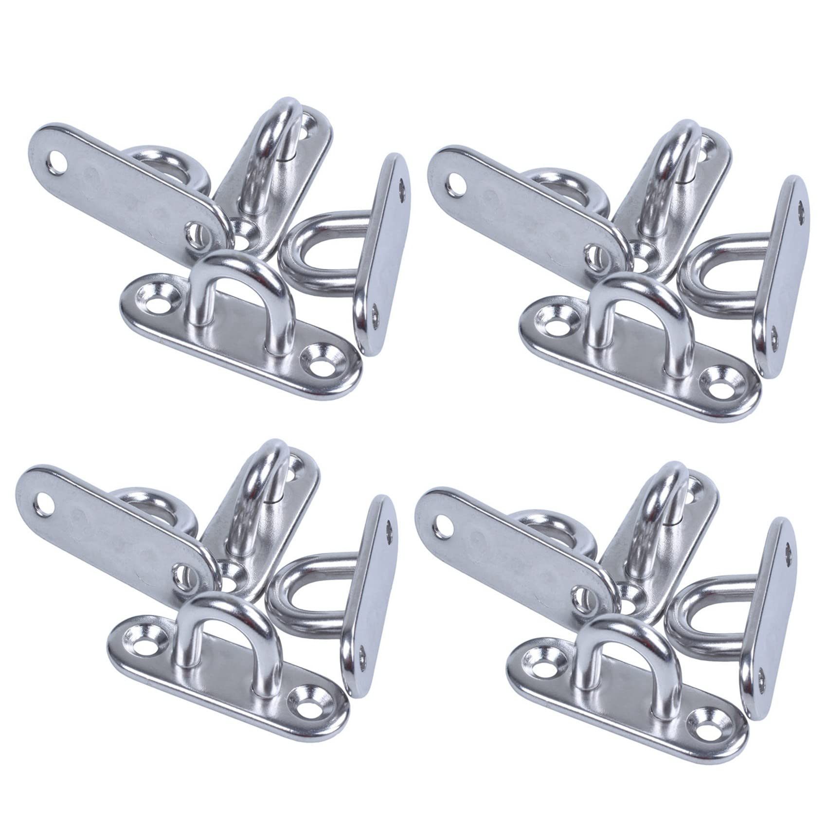 Carlgelrag 12Pcs 5mm 304 Stainless Steel Oblong Pad Eye Plate Staple Ring Hook