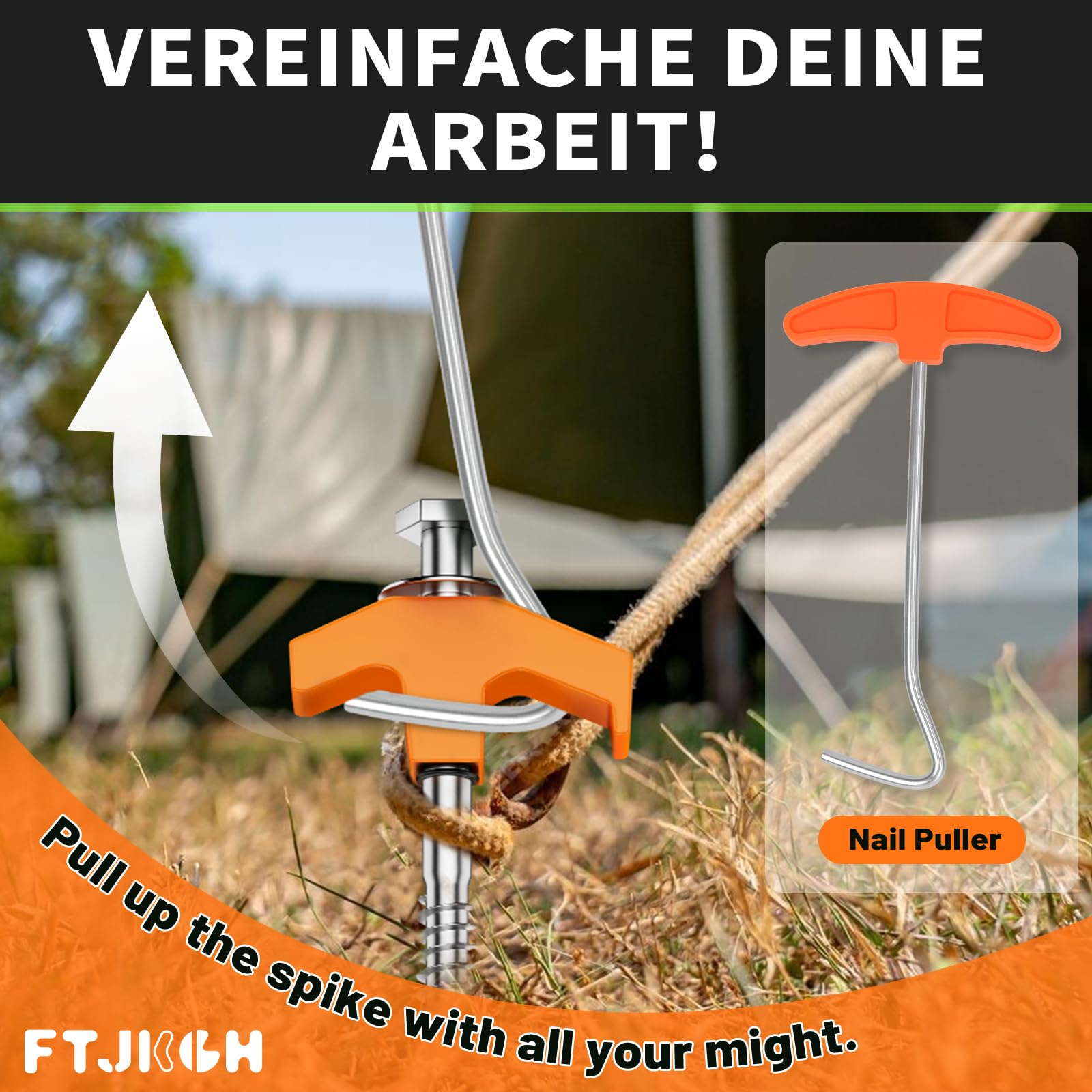 Zeltheringe, 24x Heringe Erdnägel Stabil mit Box, Stark Zeltheringe Sturmsicher mit Gewinde, Anti-ROST Camping Heringe Zelt für Harten Boden, Gras, Sandboden,Wald, Wiesen, Orange