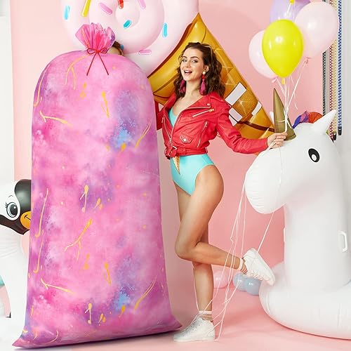Miniatura 7 de 2 bolsas de regalo jumbo de 70 pulgadas, bolsas de regalo de plástico de gran tamaño con teñido anudado, bolsa de regalo extra grande con cuerdas