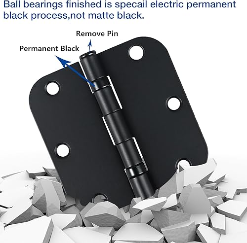 Vista 33 de TCDHINGES Paquete de 6 bisagras para puerta, redondeadas, sin ruido, estándar, herrajes residenciales para puertas interiores, casa, apartamento