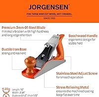 Vista 2 de JORGENSEN Cepillo de madera No.4 de 10 pulgadas, cepillo manual para carpintería, cepillo alisador profesional para recortar, manualidades - cepillo