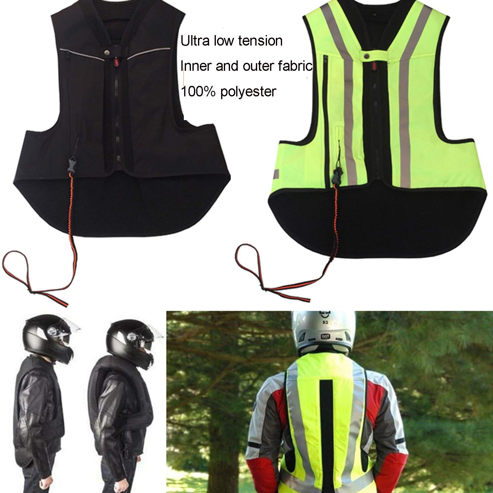 Chaleco De Moto Con Airbag Chaleco De Equitación Con Cinta Reflectante, Es Más Seguro Conducir De Noche. Utilizado Para Deportes Ecuestres, Equitación Al Aire Libre (No Equipado Con Cartucho De CO2) E