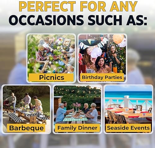 Miniatura 56 de RNOONY Funda de mesa de picnic de poliéster de 8 pies con fundas de banco, resistente al viento y al agua, perfecto para regalos de campamento