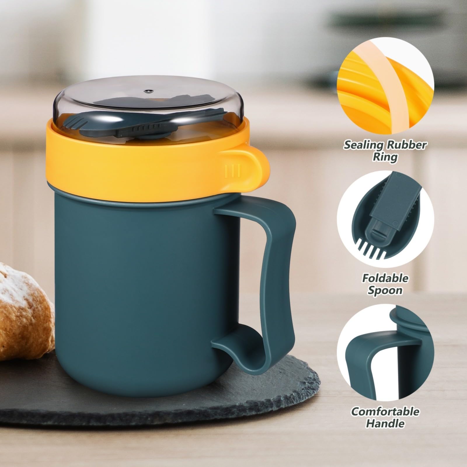 Bol à soupe avec couvercle et cuillère Cades pratique