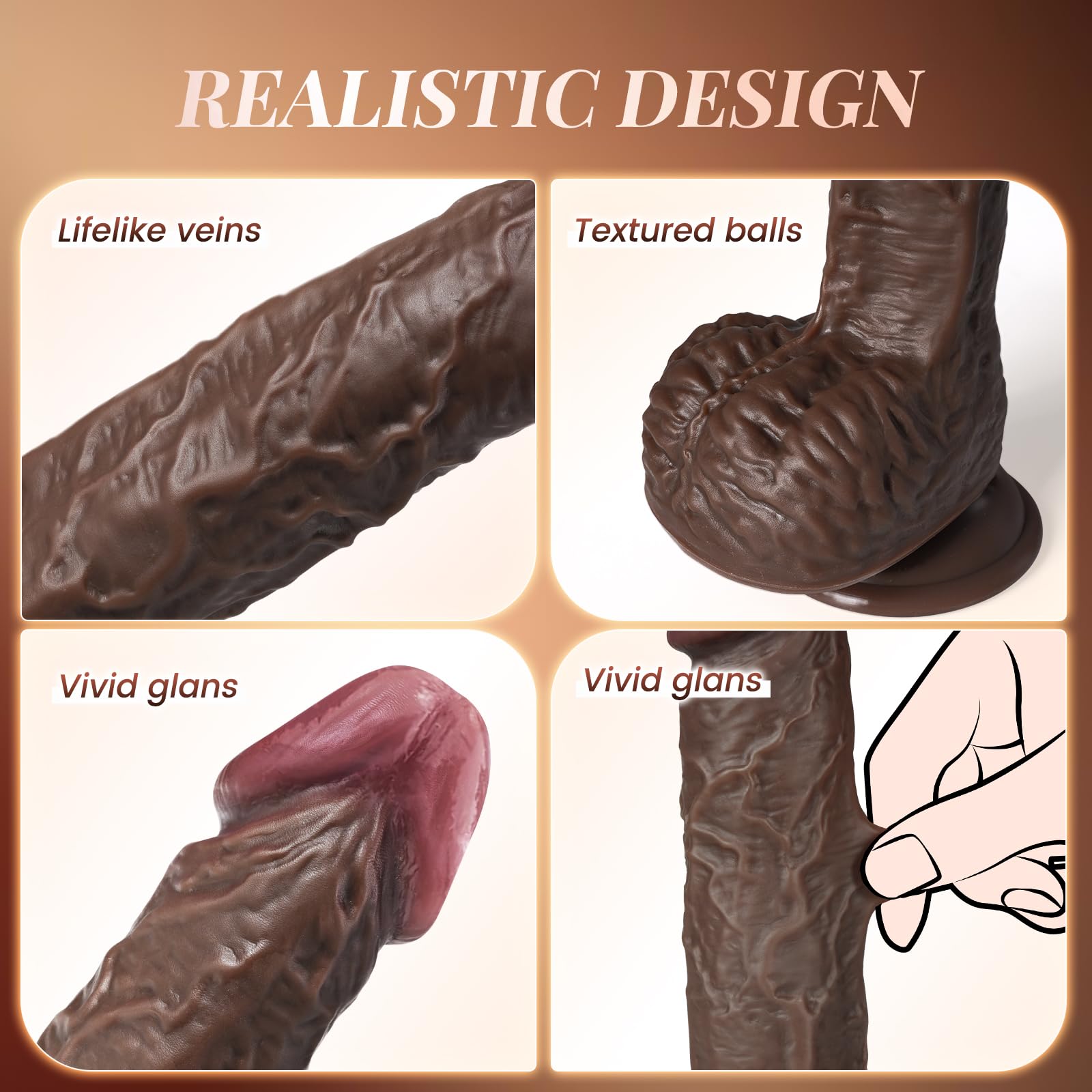 Dildo Thrusting Black 22,9 cm grande vibratore extra spesso, rotazione della spinta a tripla azione e vibrazione 8 modalità, dildo anale marrone per uomini giocattoli sessuali per donne coppie gay