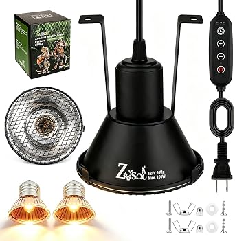 5-in-1 Reptile Heat Lamp Fixture Anti-Scald Guard 4.7" Hanging