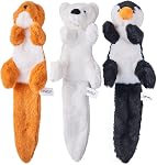 JOYELF Plush Squeaky Dog Toys,No Stuffing Dog Toys for Medium Dogs and Large Dogs, Interactive Dog Toys with Squeaky and Crinkle Paper- Fox and Raccoon