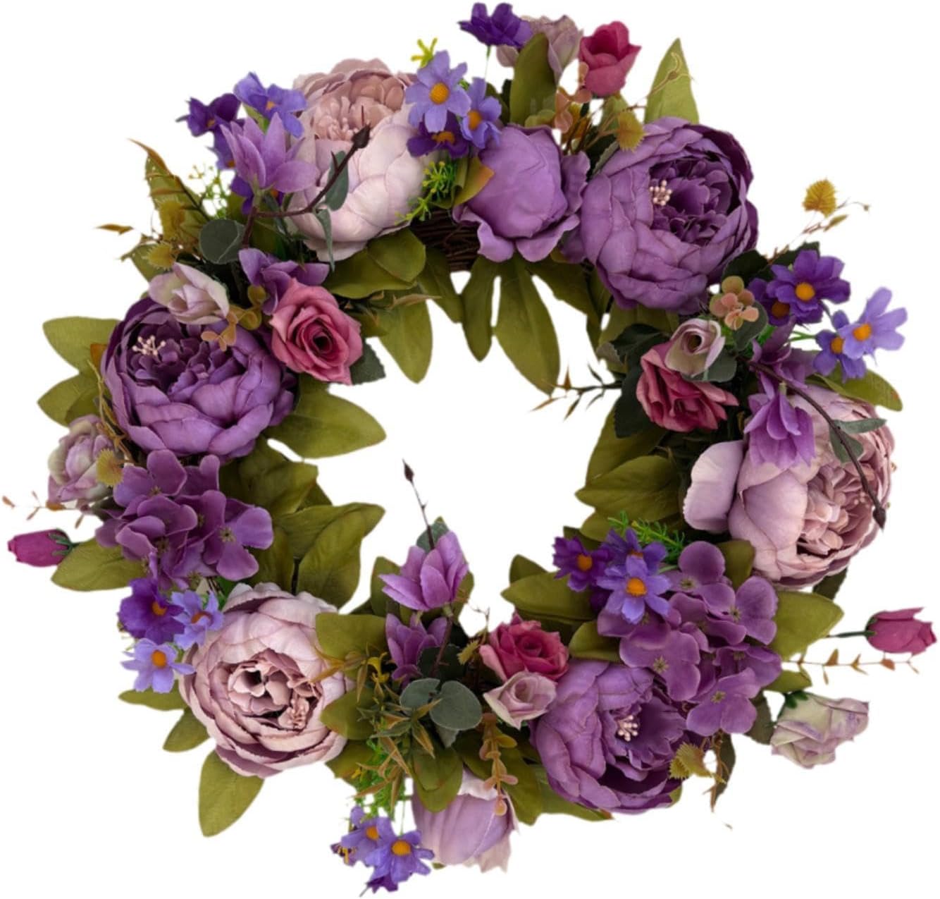 Artificial Peony Flower Wreath Floral Decoration Spring Blooming