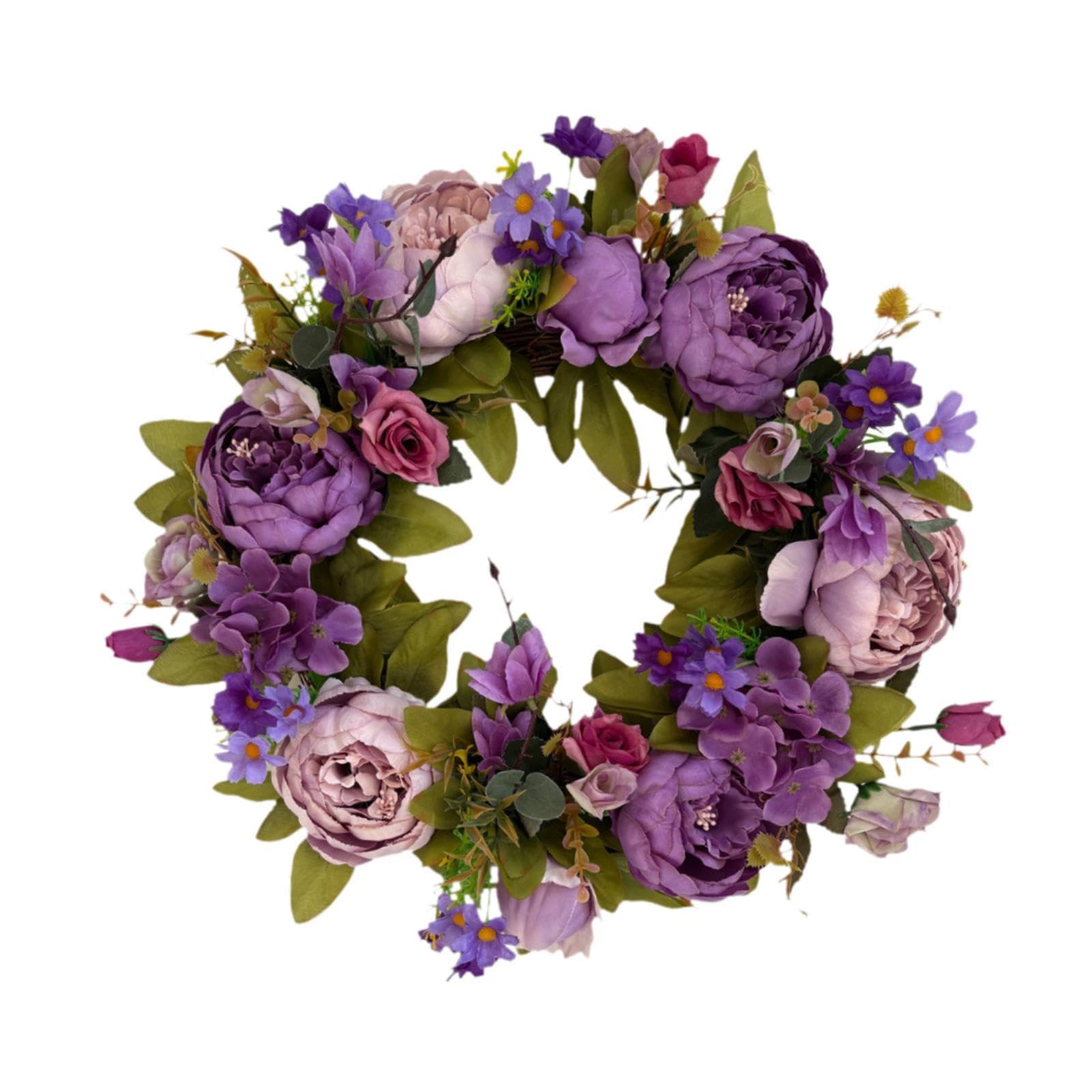Couronne pivoine artificielle decorative 16 pouces fête intérieure extérieure