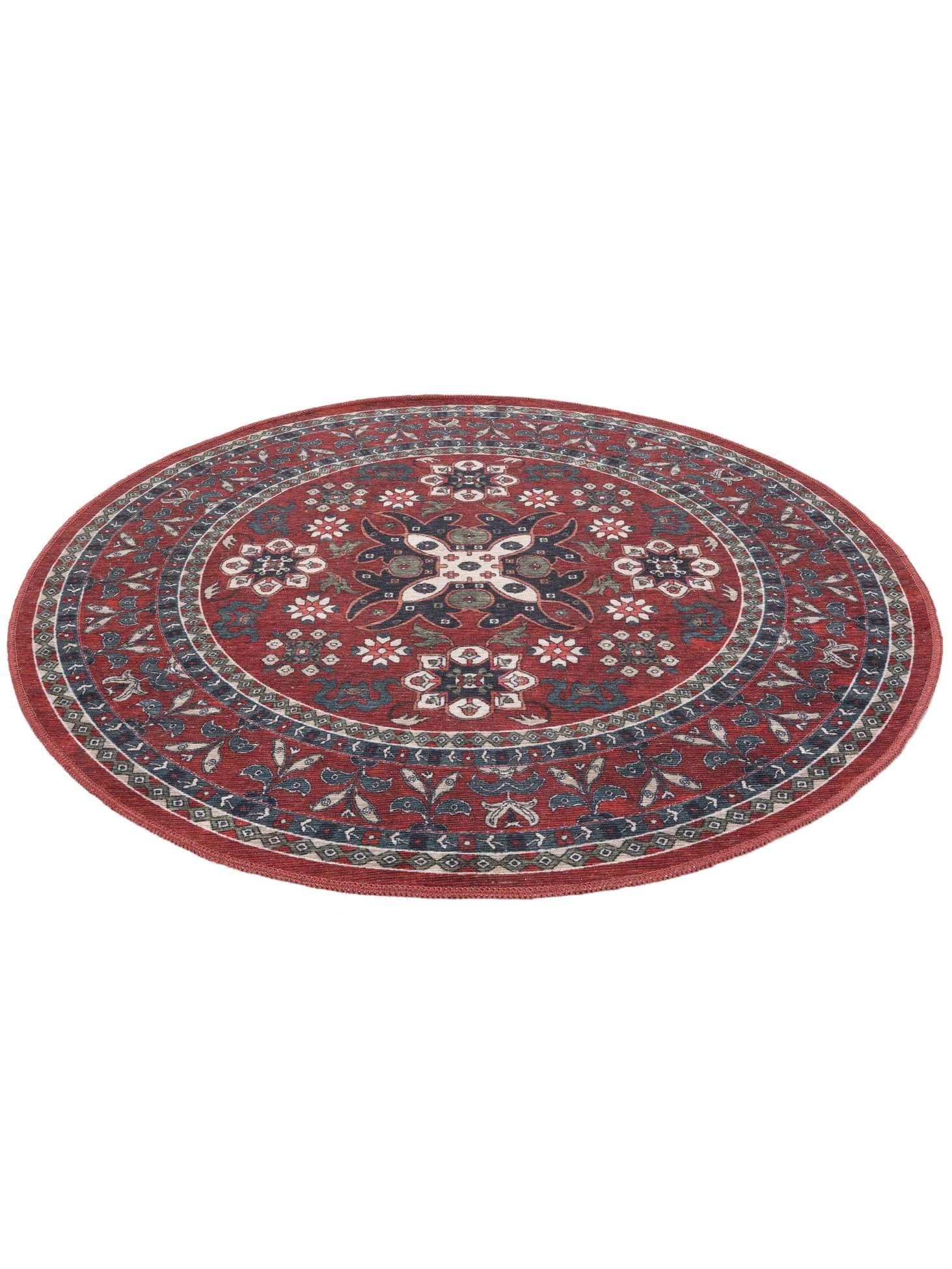RugVista Navida Tappeto, Ø 120 cm, Rosso | Moderni, Rotonda, Pelo corto, Lavabile in lavatrice, Oeko-Tex 100, Soggiorno, Camera da letto, Cucina, Corridoio