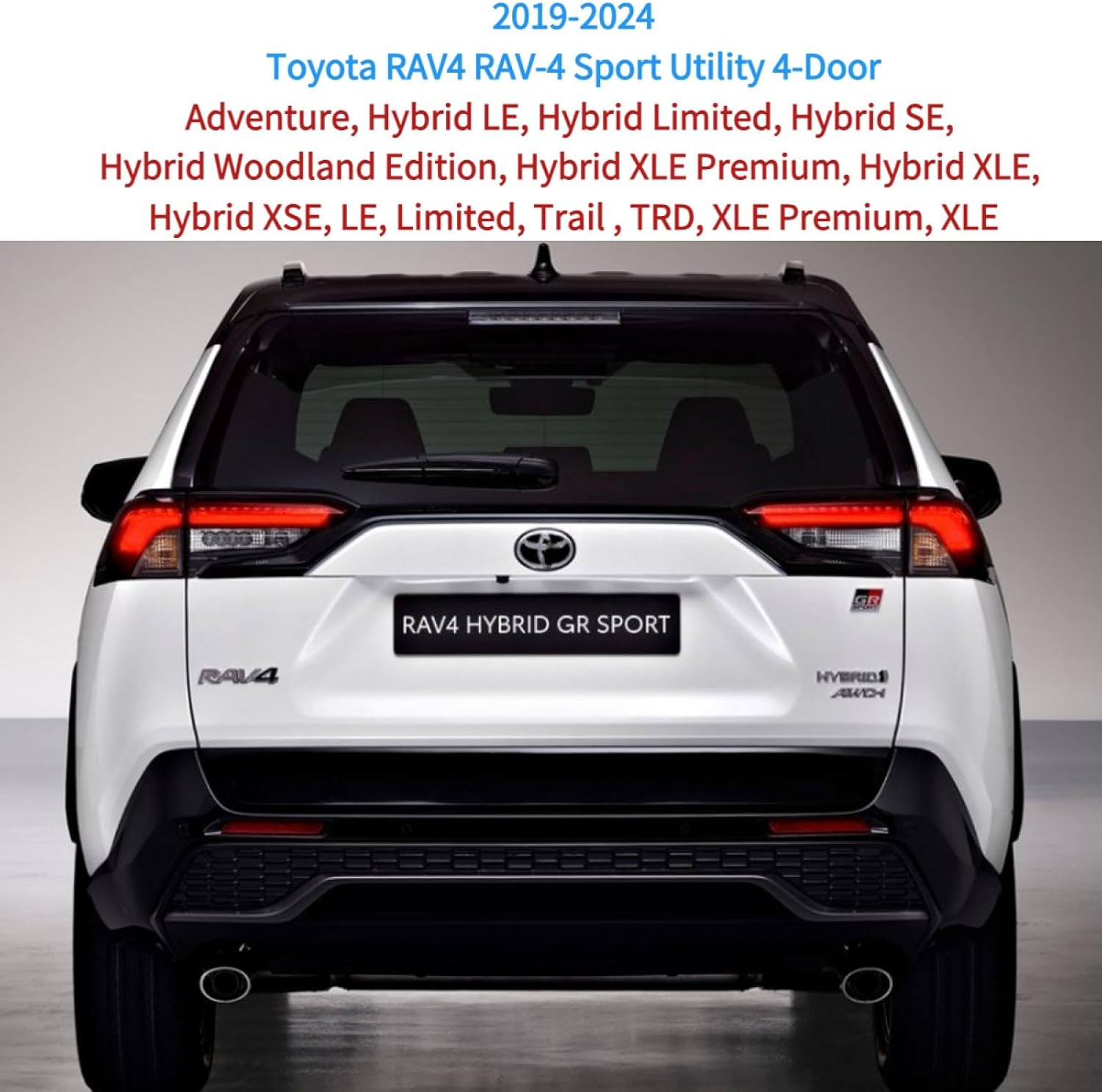 Rear wiper Blade & Arm Set Replacement for Toyota RAV4 RAV-4 2019-2024 2020 2021 2022 2023 OEM Fit Adventure Hybrid LE Limited SE Woodland Edition XLE Premium Trail TRD Prime SE XSE Trims