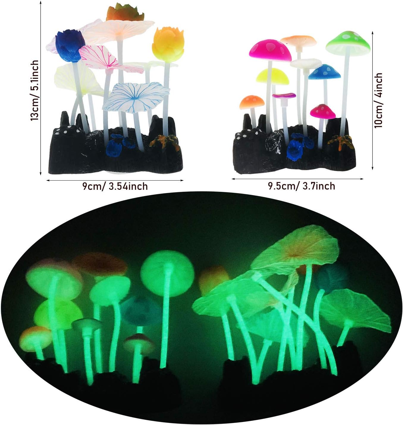 Cayway Pack of 6 Aquarium Aquatic Plants Luminous Aquarium Decoration Aquarium Decoration Artificial Jellyfish Artificial Glowing Silicone Mushroom for Aquarium Simulation Silicone Hydroponic Plants - Image 4
