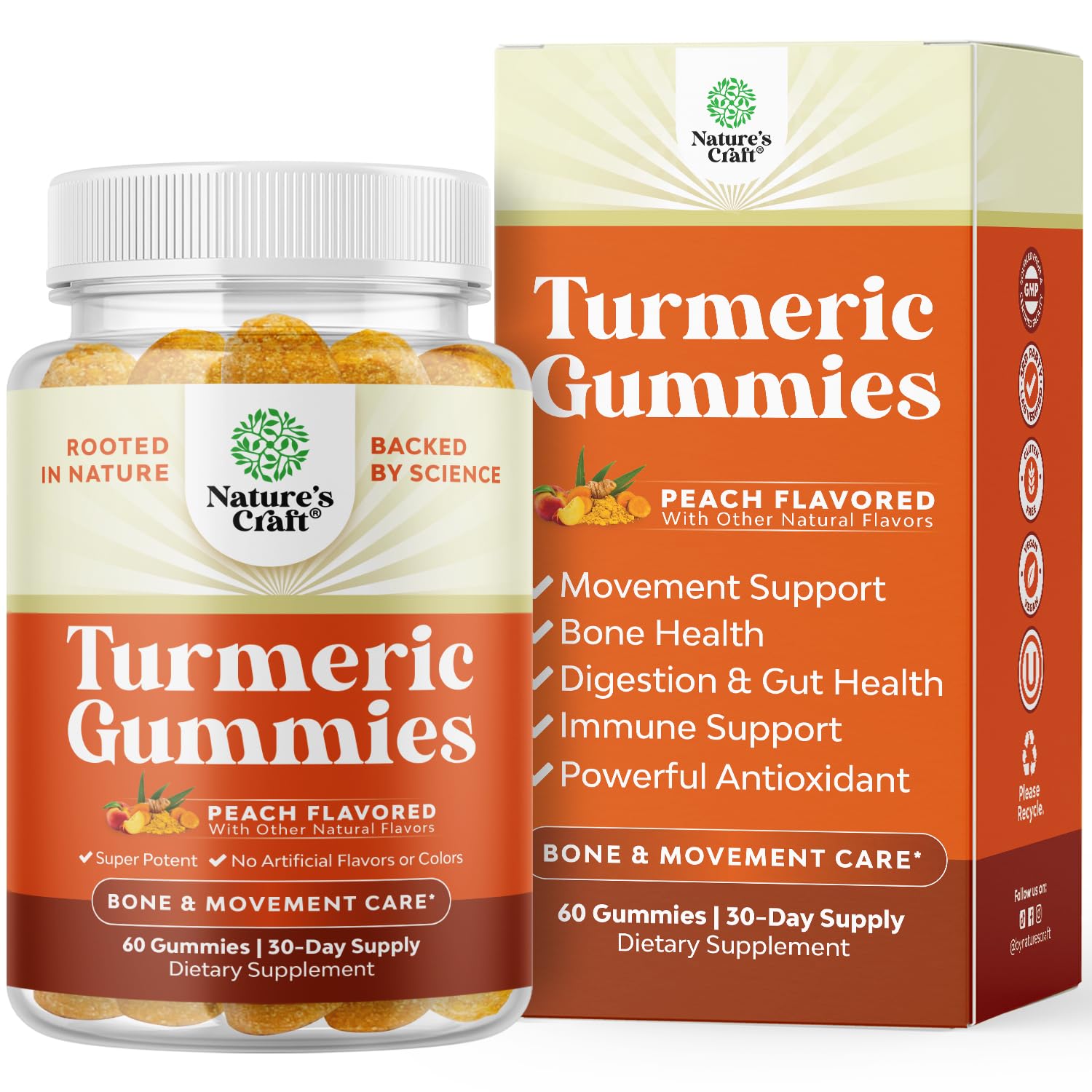 Natures Craft Turmeric Curcumin Immune Support Gummies 60 Count