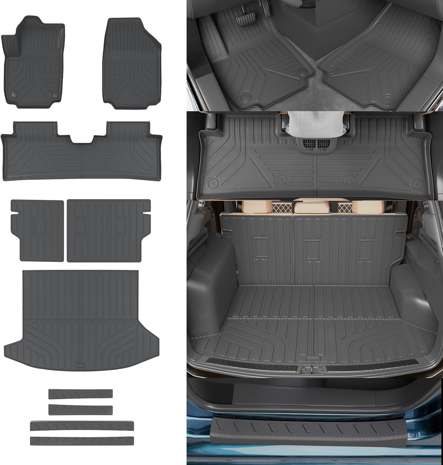 Floor Mats Compatible with 2025 2026 Chevrolet Equinox GMC Terrain No EV Trunk Mat Trunk Liner Cargo Liner Back Seat Cover Door Sill Protector Chevy Equinox Accessories (Floor Mats Full Set)