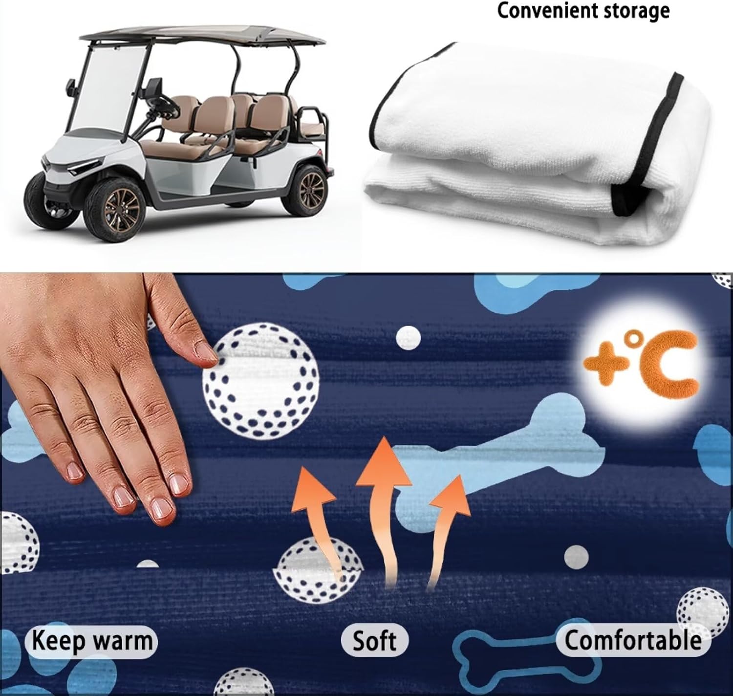 Universal Golf Cart Seat Covers for Women Men Non-Slip Golf Cart Seat Towel Blanket Golf Cart Accessories
