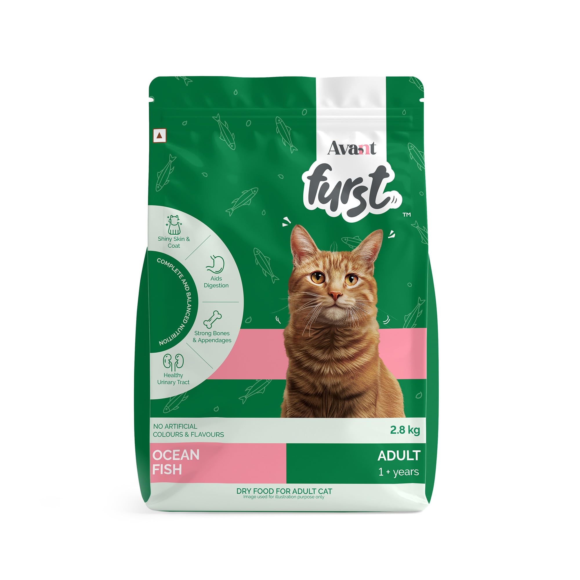 Avant Furst Adult Dry Cat Food Ocean Fish Flavor, Cat Food Dry with Real Ocean Fish, Taurine, Omega 3 & 6, No Artificial Additives, Daily Nutrition for Adult Cats, 2.8kg