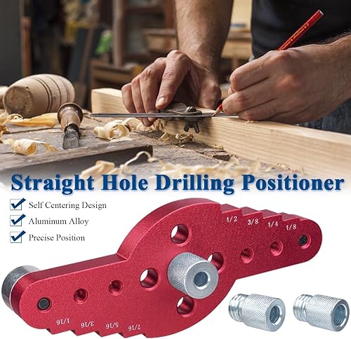 Miniatura 2 de Plantilla de clavija autocentrante portátil 2 en 1 - Guía de taladro para agujeros rectos Kit de plantilla de agujero de bolsillo  Plantilla de