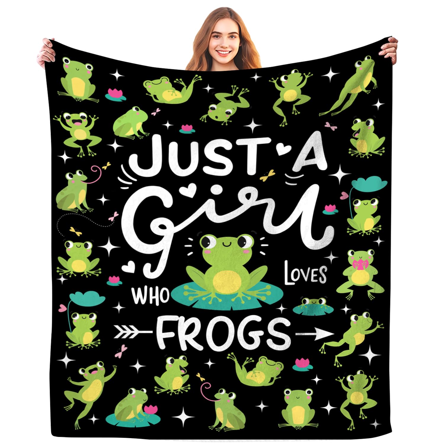 Frog Blanket Just A Girl Who Loves Frog Blankets Soft Warmth Flannel Throw Blankets Bedding Decor for Kids Girls Adults Gifts All Season 50