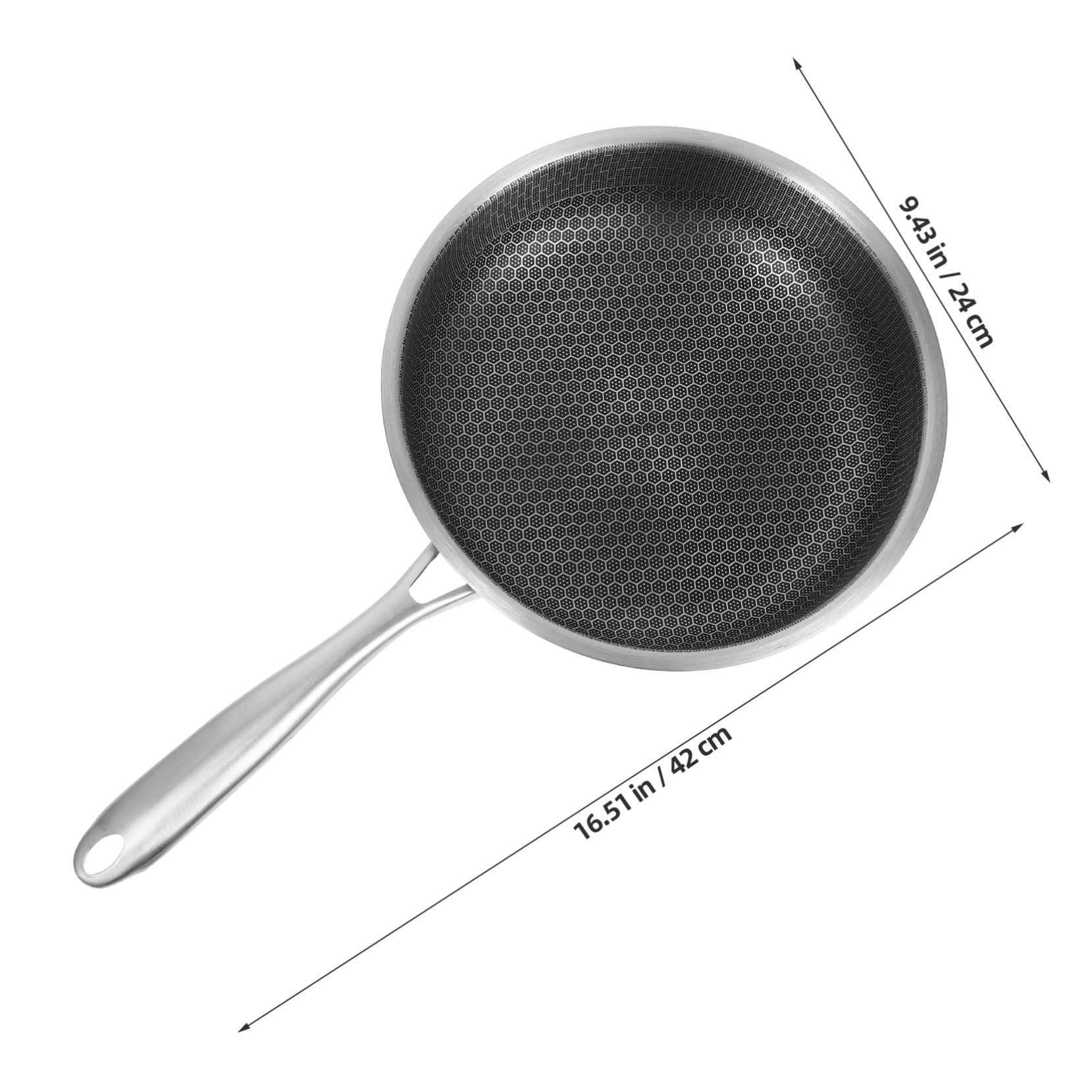 Padella in Acciaio Inox Nera Fondo Piatto Antiaderente | Padella Piccola Antiaderente, Distribuzione Uniforme del Calore, Adatta per Friggere Uova e Bistecche