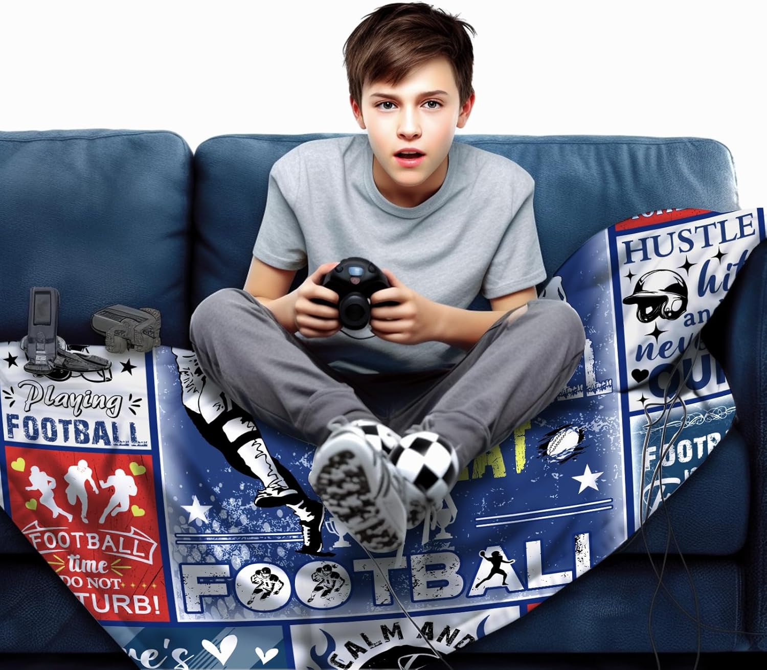 Football Blanket Football Gifts for Boys 8-12 Men Adults,Unique Sports Theme Stuff PlushThrow Blanket Gifts for Bedroom Living Room Sofa Couch Decor 50"X40" - Image 3