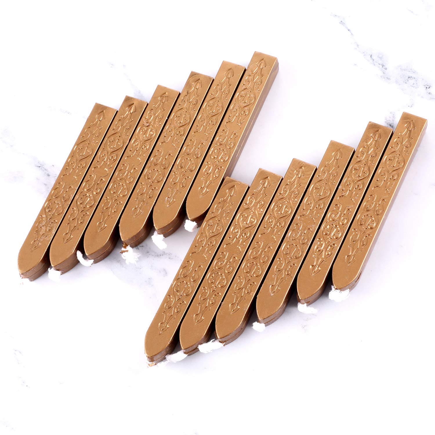 Bememo 12 Pieces Sealing Wax Sticks with Wicks Antique Fire Manuscript Sealing Wax for Stamp, Christmas Gift, Wedding Invitations, Packaging Decoration(Bronze)