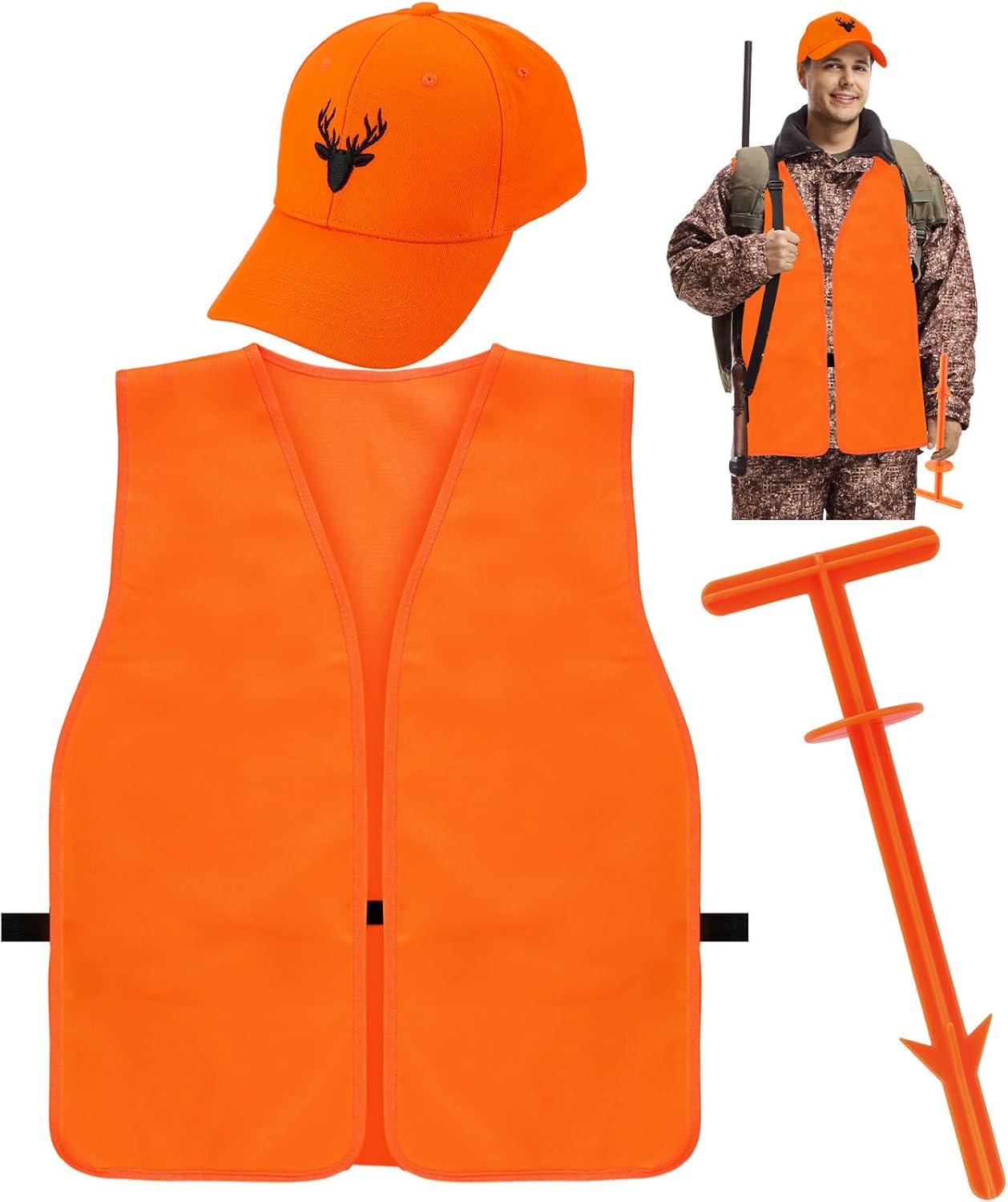 3-Piece Hunting Gear: Portable Hats, Safety Vest for Outdoors
