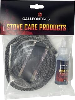 8mm Stove Rope & Glue,Black 8mm x 2m Rope Kit for Stove Door Seal with Glue 50ml & Tape - Replacement Stove Fibreglass Rope- Heat Resistant