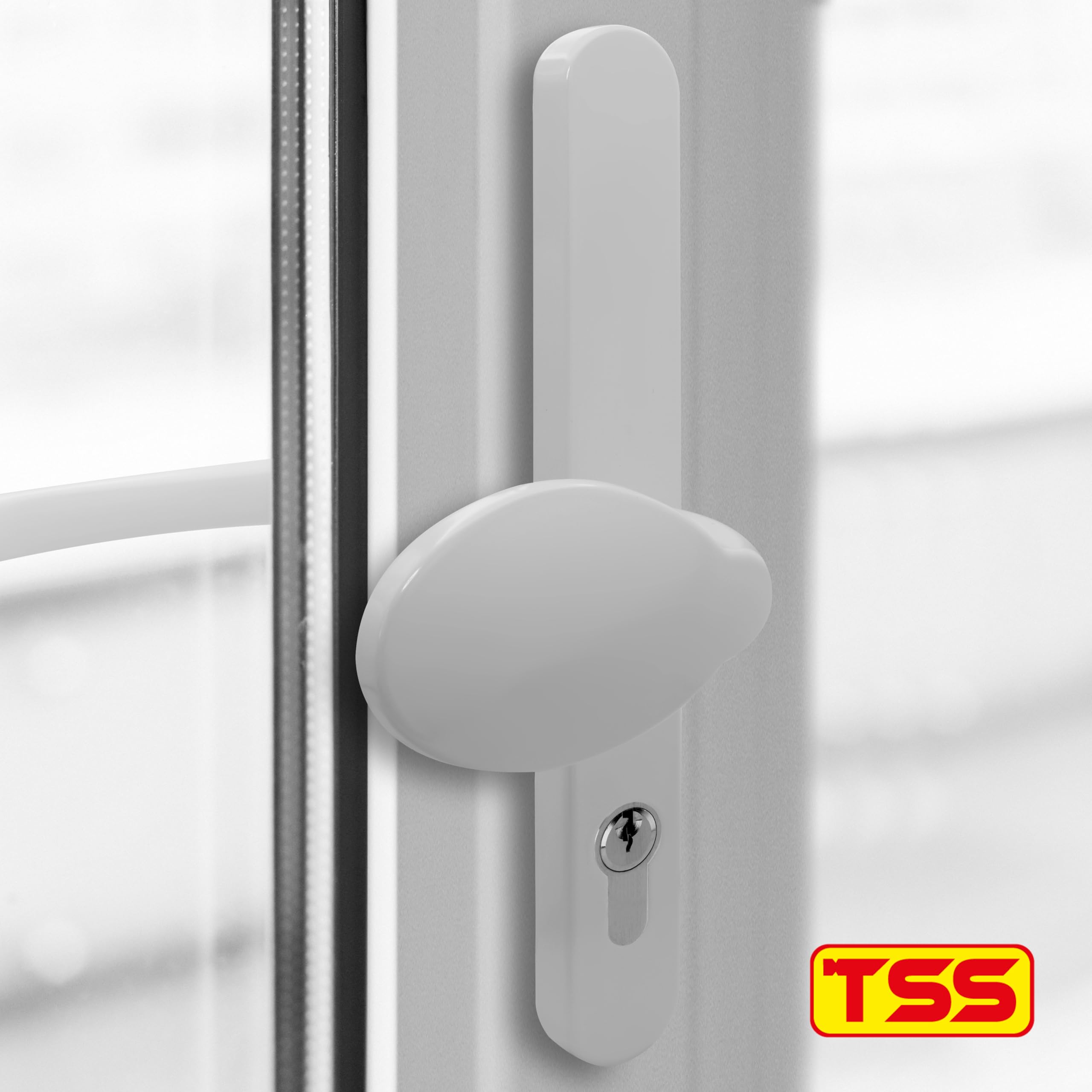 TSS White UPVC Door Handle Pair Set including Lever and Pad, Suits Fullex Locks, Sprung, 68mm PZ (Centres) - Image 4