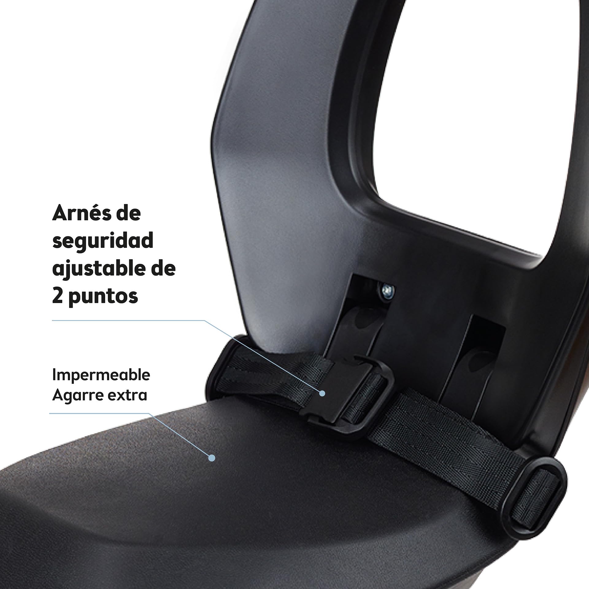 BOBIKE 8011900001 - Silla Bicicleta Trasera para Portaequipajes MIK-HD One Junior, Niños Desde 6 Años, hasta 27 kg, con Reposapiés Retráctiles, Cinturón de Seguridad, Negro