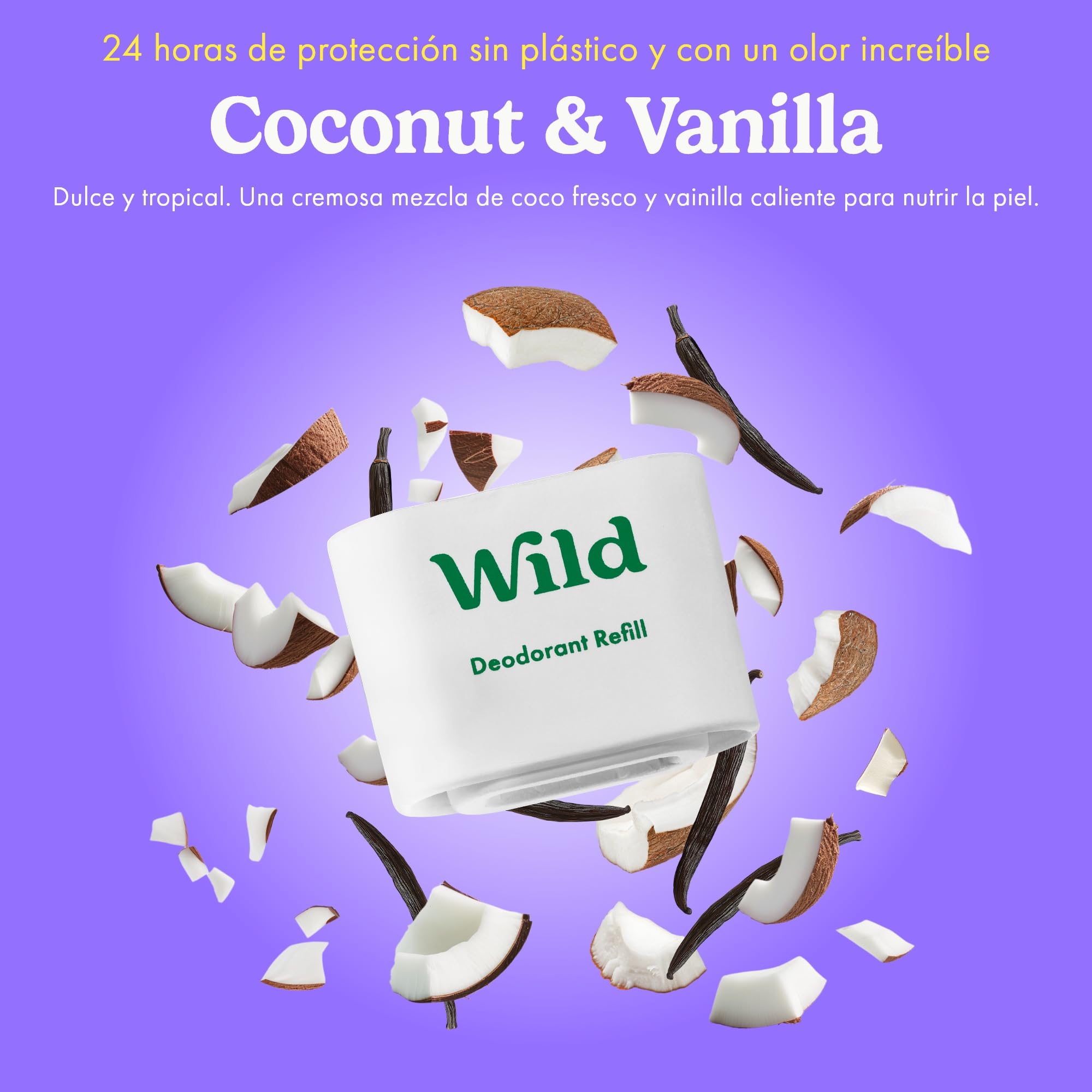 Wild Desodorante Natural Recargable Sin Aluminio Pack Variado con Esencias Fresh Cotton, Sea Salt, Cherry Blossom & Coconut Vanilla