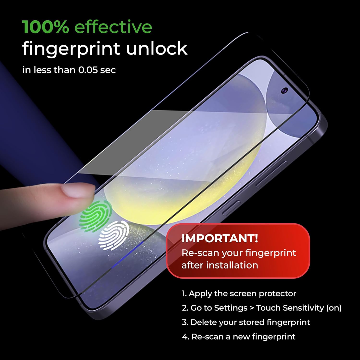 Deppa [2 Pack Screen Protector for Samsung Galaxy S25 FE 6.7" | Fingerprint Unlock | Full Coverage | Case Compatible | with Bubble Free Easy Install Kit [Video Guide]