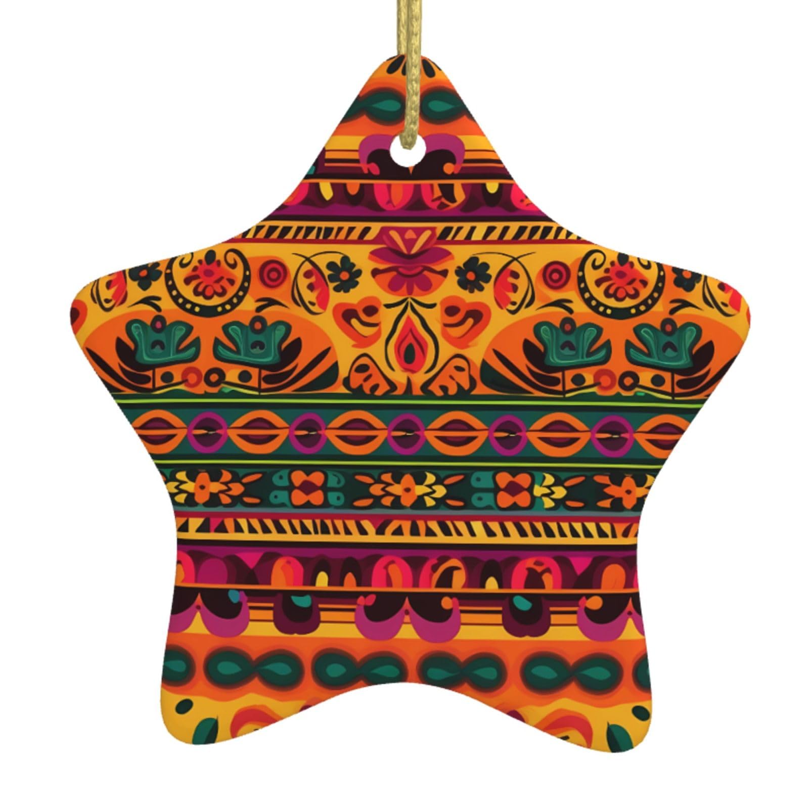 Fodpand Women's White Mexican Folk Art Boho Christmas Ornaments 2025, Gift Exchange For Men, Collectible Ceramic Ornament Star Hanging Ornaments For Christmas Tree Decoration
