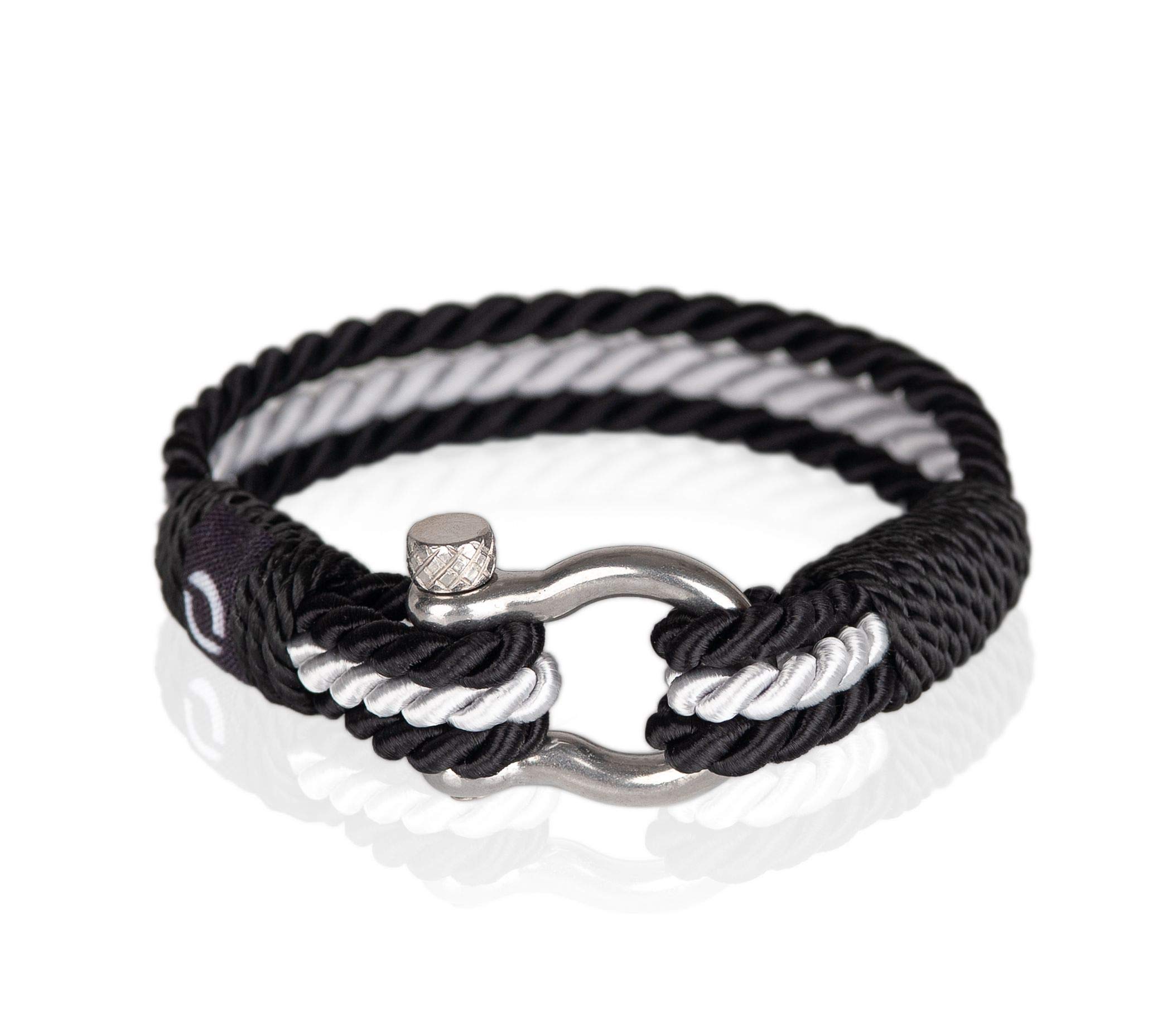 Mover Bracelets Men's Twisted Rope Bracelet - Stainless Steel Shackle, Waterproof, Handmade, Multiple Color Options
