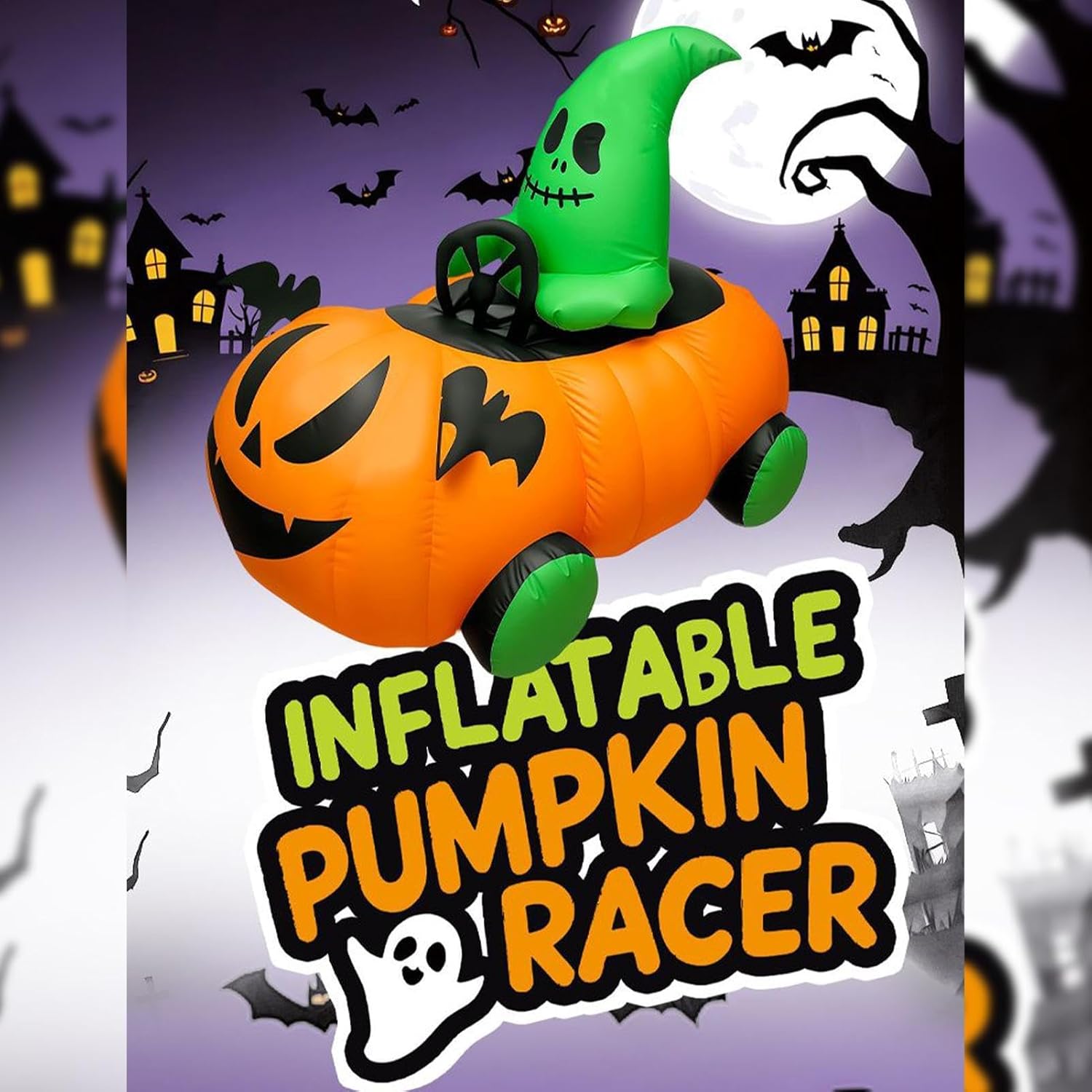 ハロウィーンインフレータブルカボチャ車|リモートコントロール爆破ヤードの装飾|子供、パーティー、屋外の休日のディスプレイのための不気