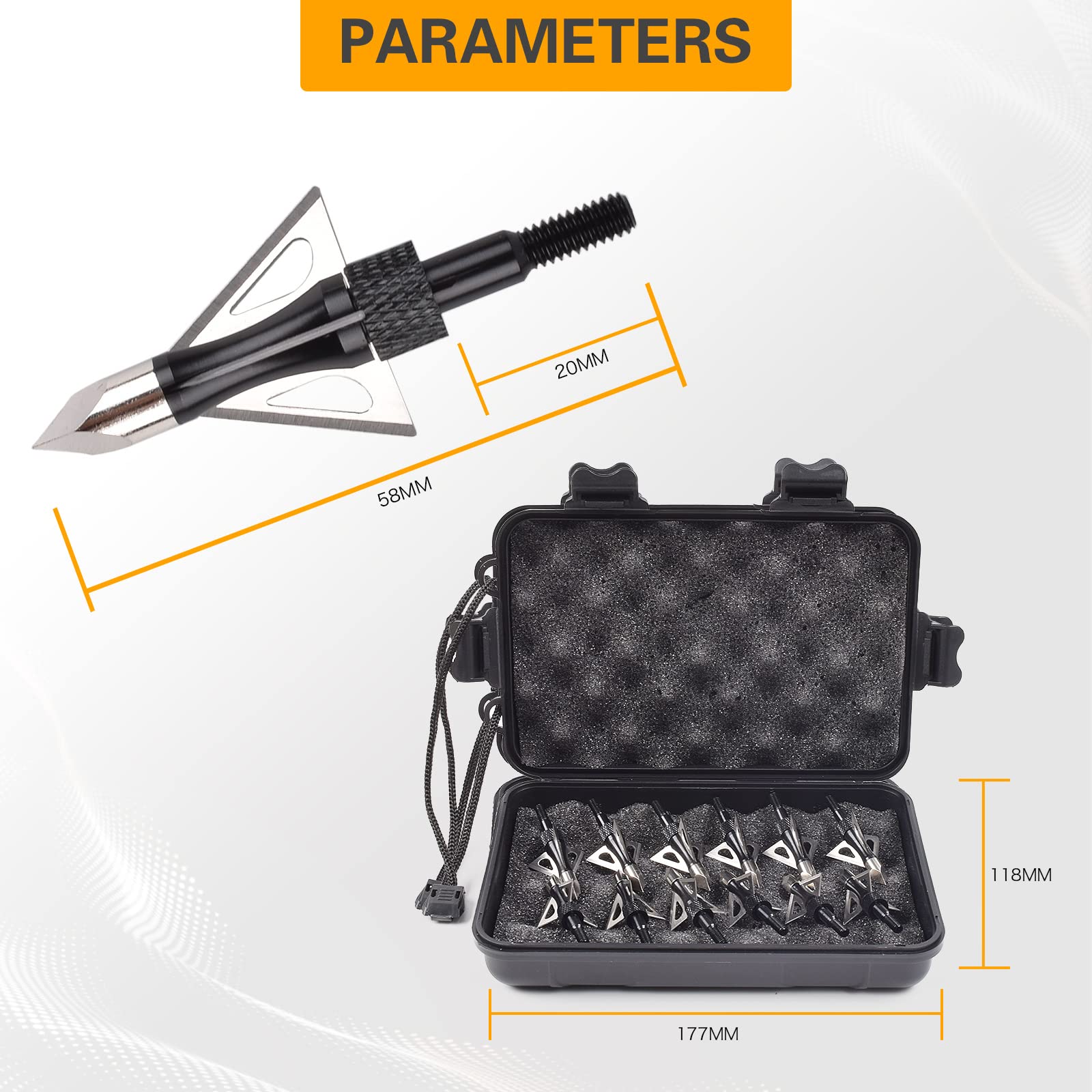 NIKA ARCHERY 12pcs Punte di Freccia da 100 grani per frecce da Caccia con Balestra per Arco da tiro con L'Arco Adulti con Scatola di immagazzinaggio