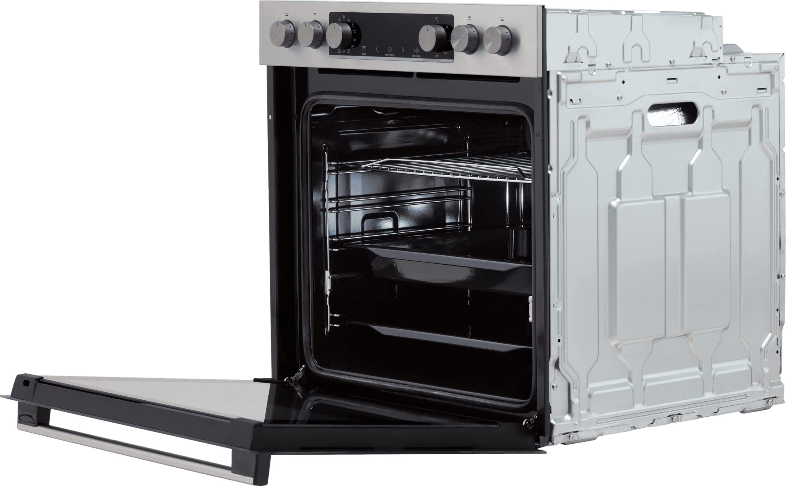 Gorenje Einbauherd-Set Heißluft 77L Glaskeramik-Kochfeld Inox ExtraSteam GentleClose EcoClean AirFry PizzaMode PerfectGrill Teleskopauszüge