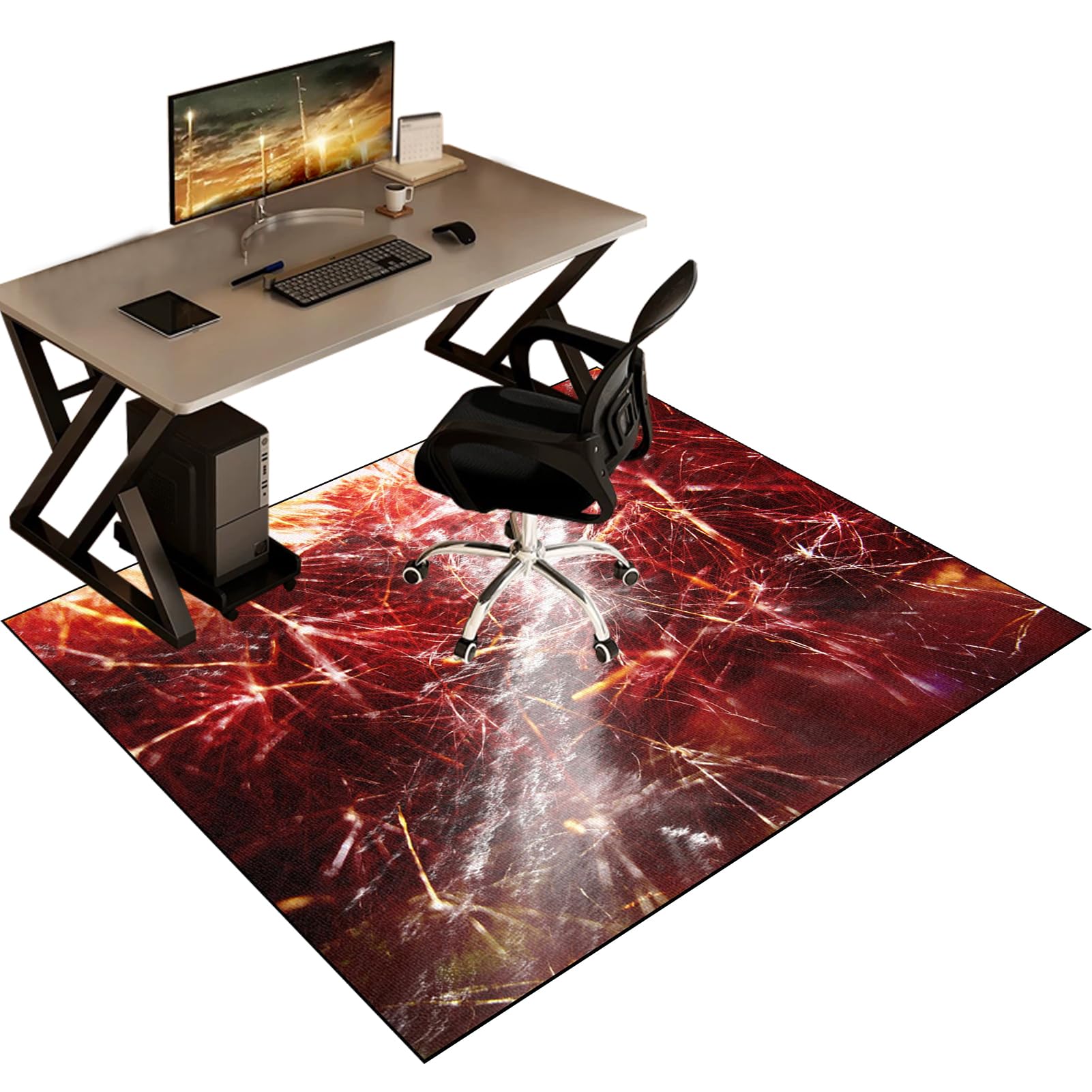 Gaming Chair Mat for Carpet, Floor Protector for Office Chair, Anti-Slip Desk Chair Mat, Office Chair Mat for Hardwood Floor, 150 x 180 cm Washable Computer Rolling Chair Mat for Home and Office