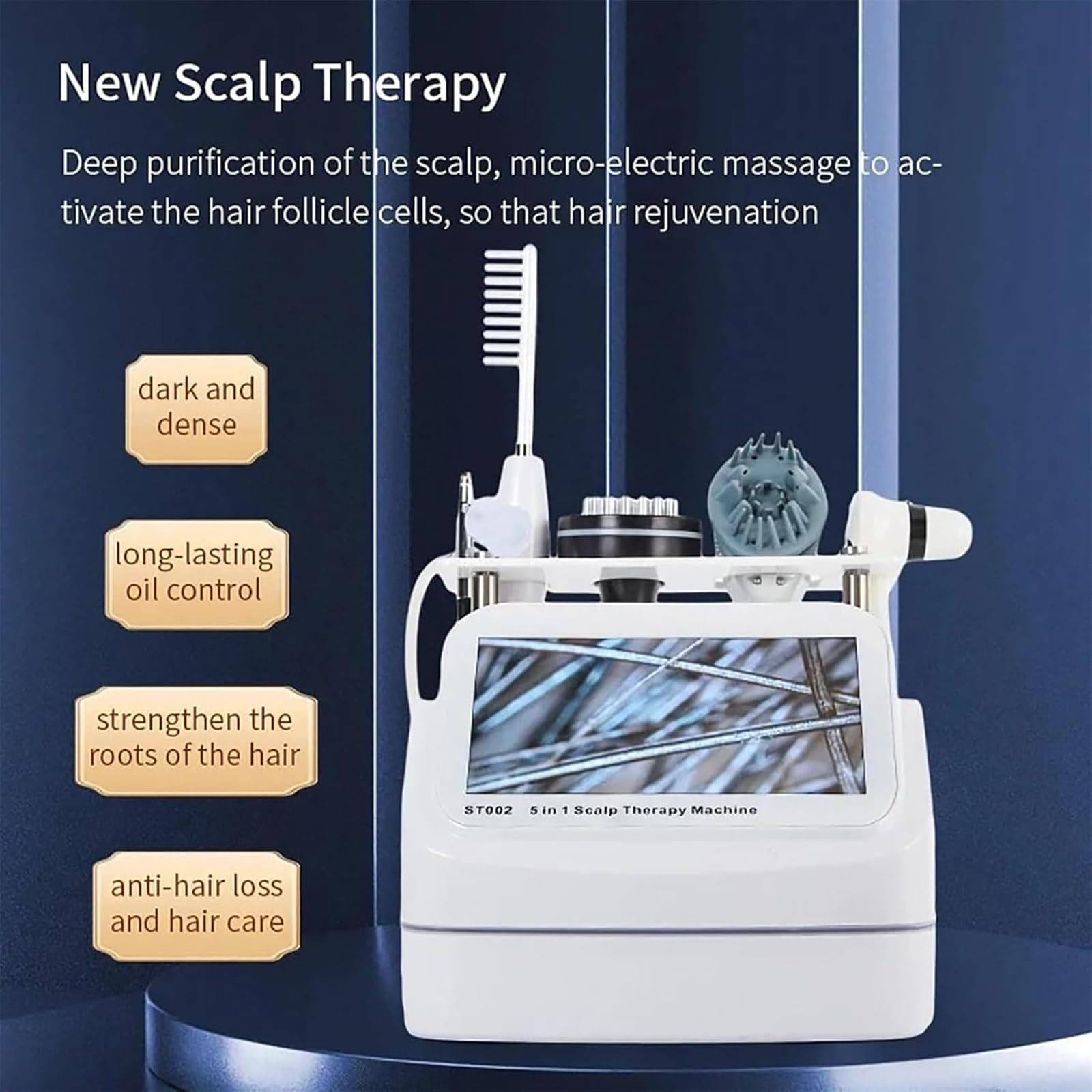 Máquina de Cuidado capilar con masajeador de Cuero cabelludo 5 en 1, Analizador de Cabello y Piel de 10 Pulgadas con 5 Cabezales de Masaje, para Crecimiento